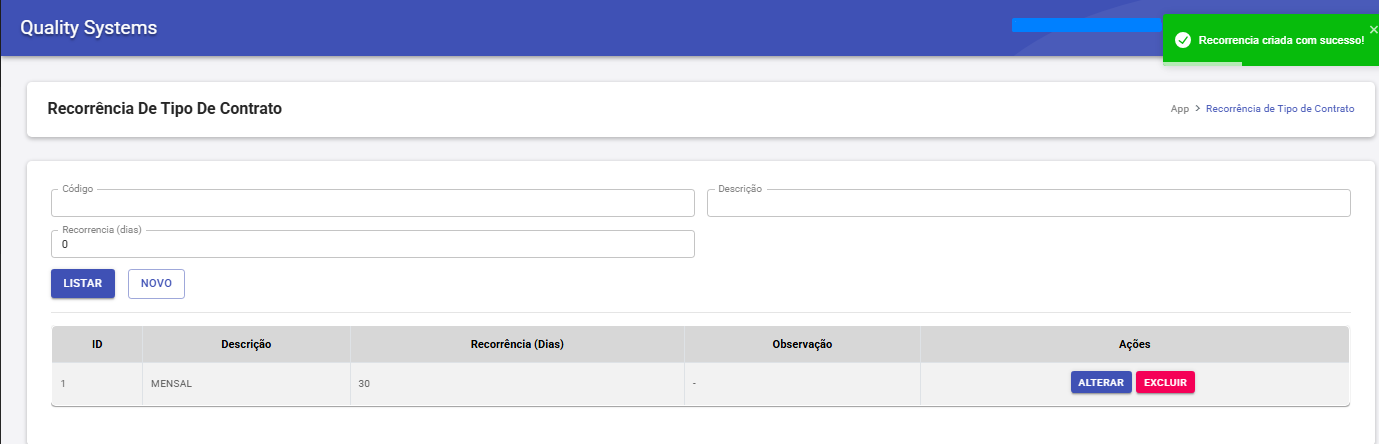 Tipos de Recorrência