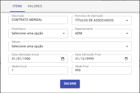Tipo de Contrato - Item