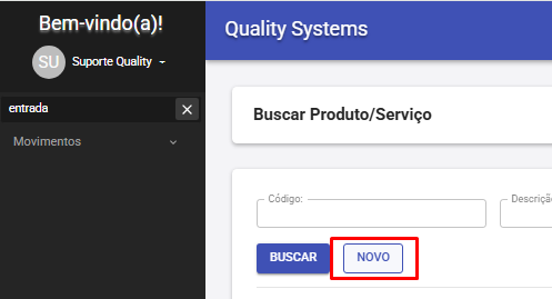 Cabeçalho da tela de busca